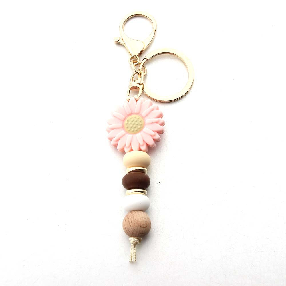 Wholesale silicone beads daisy keychain sunflower pendant DIY small accessories